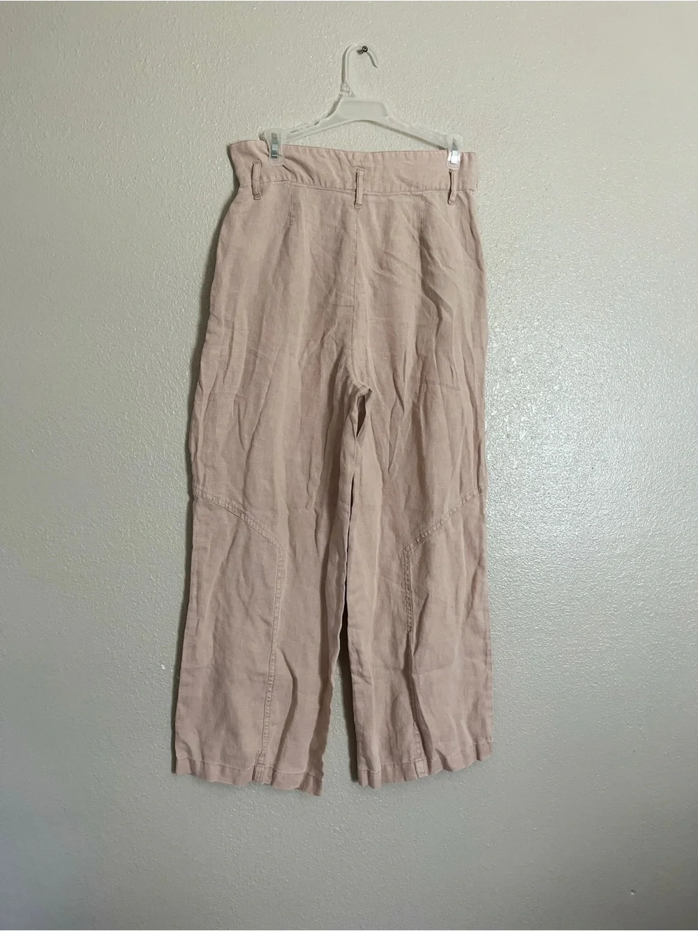 Nicole Miller 100% linen women’s Linen-Blend Chinos in Pale Pink - Picture 3 of 8